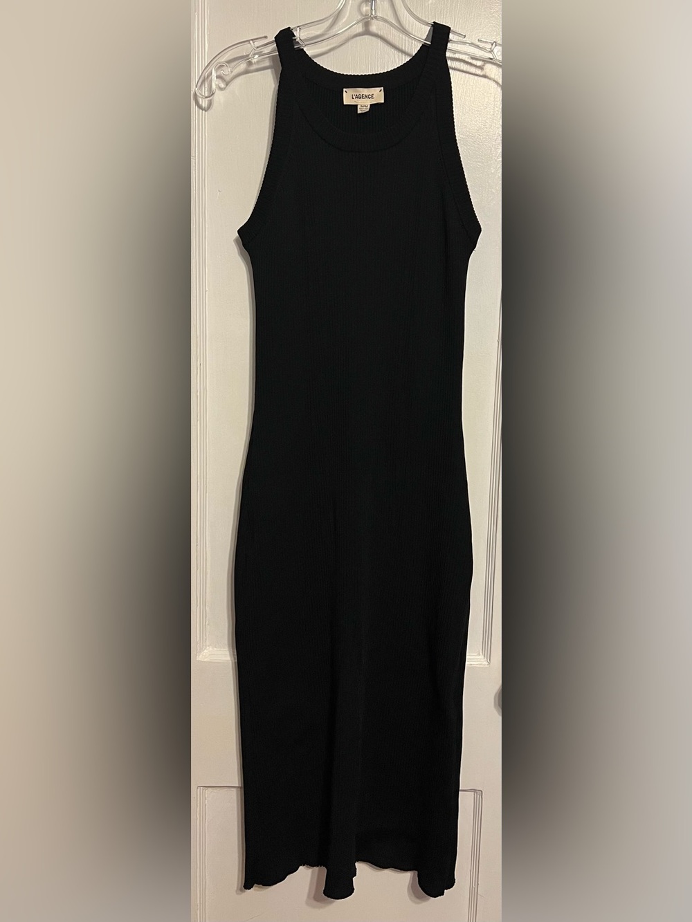L'AGENCE Black Ribbed Knit Tank Dress szM